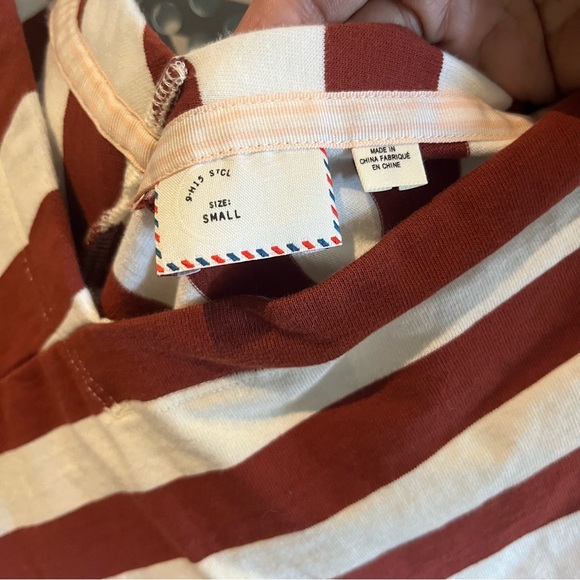 Anthropologie Dulcina Asymmetrical Top Size Small in Rust and White Stripes - Picture 12 of 12